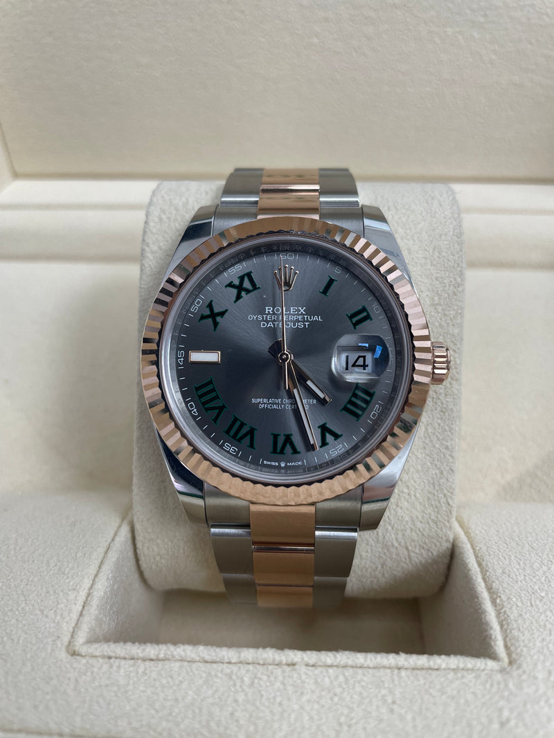 Rolex Steel and Rose Gold Datejust 41mm Fluted Bezel Slate