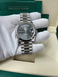 Thumbnail for Rolex Day-Date 40mm Platinum/ Grey Dial Smooth Bezel Index Dial (Reference 228206)