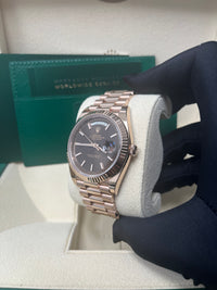Thumbnail for Rolex Day-date 40  Fluted Bezel Chocolate Diagonal Motif Index Dial President Bracelet (Ref # 228235)