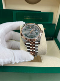 Thumbnail for Rolex Datejust 41 Two-Tone Stainless Steel and Rose Gold - Grey Slate Roman Wimbledon - Fluted Bezel - Jubilee Bracelet (Ref#126331)