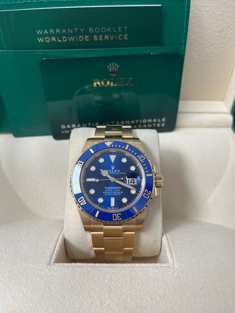 Rolex Yellow Gold Submariner Date Watch - Blue Bezel - Blue Dial -(REF# 126618LB)