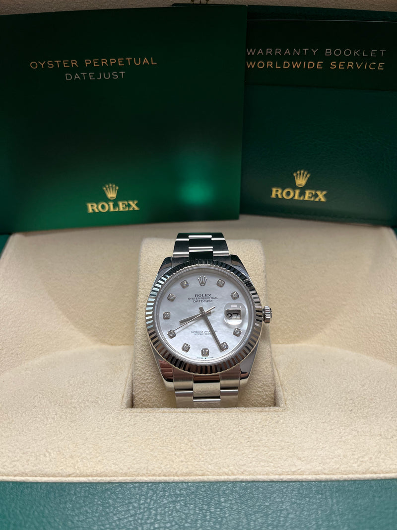 Rolex Datejust 41/ Two-Tone 18k White Gold & Steel/ Mother of Pearl Diamond Dial/ Oyster Bracelet (Ref# 126334)