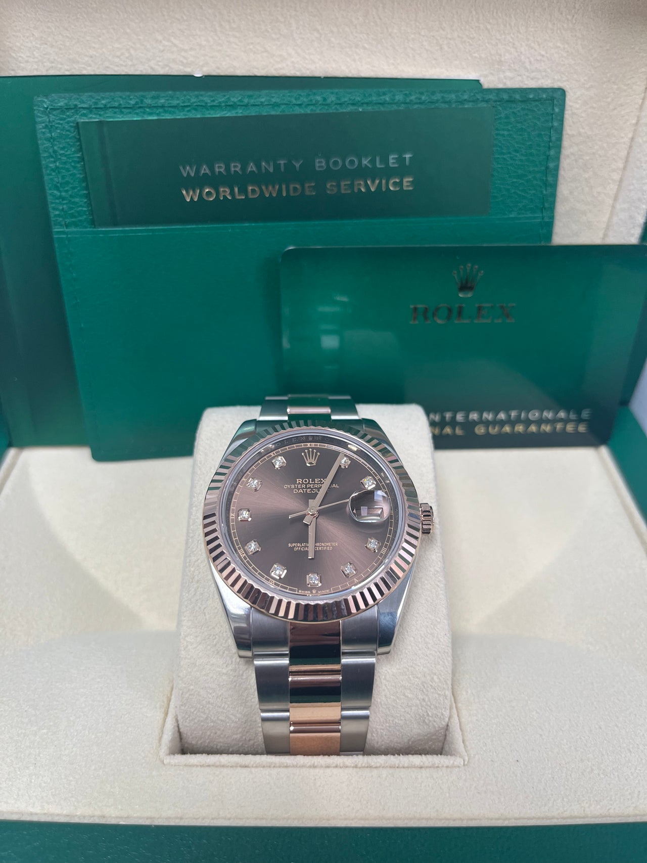 Rolex Datejust 41 Steel and Everose Rolesor Chocolate Diamond Dial Oyster Bracelet 126331