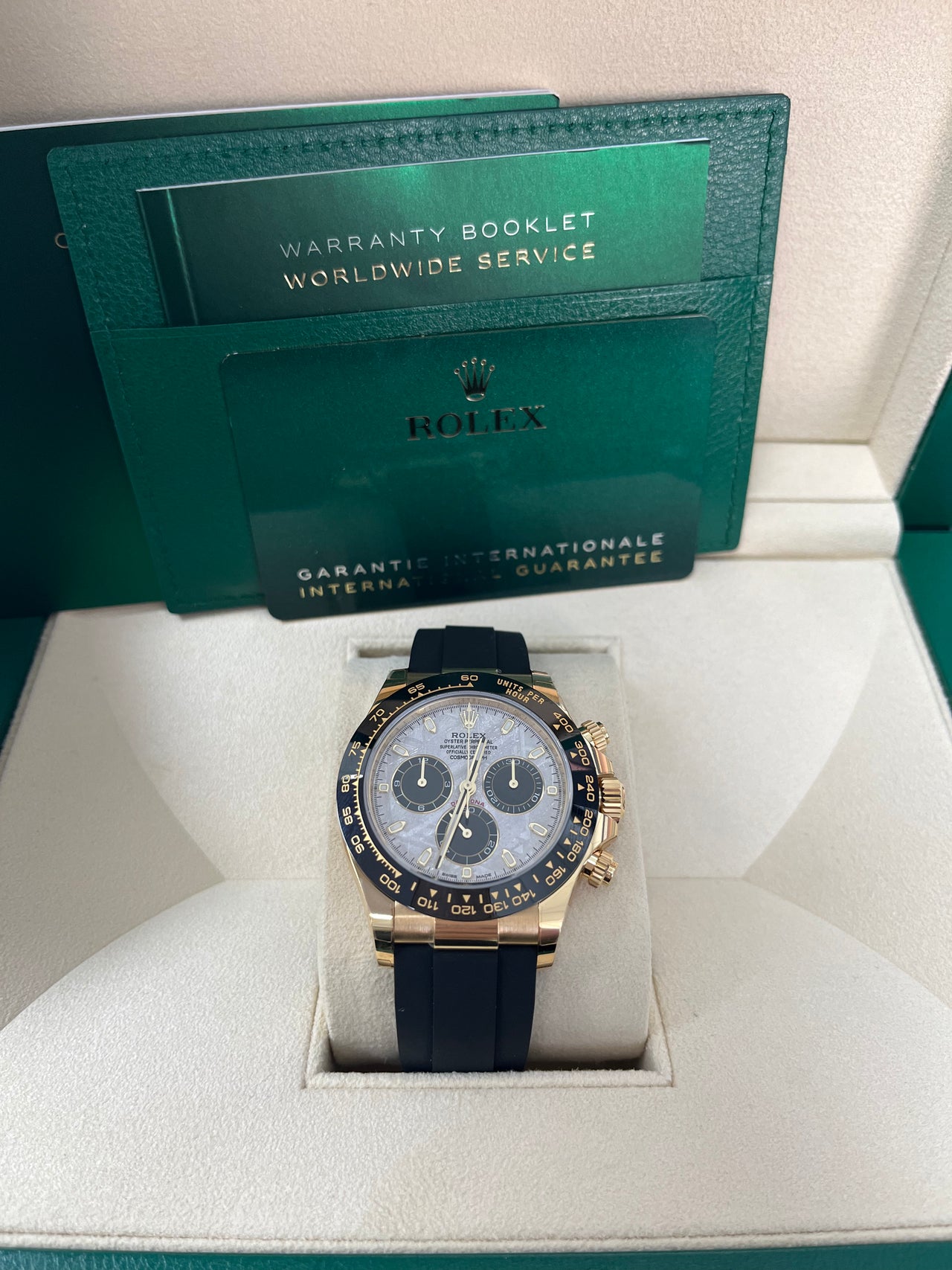 Rolex Daytona 40 Watch - Meteorite and Black Index Dial - Black Oysterflex Strap (Ref # 116518LN)