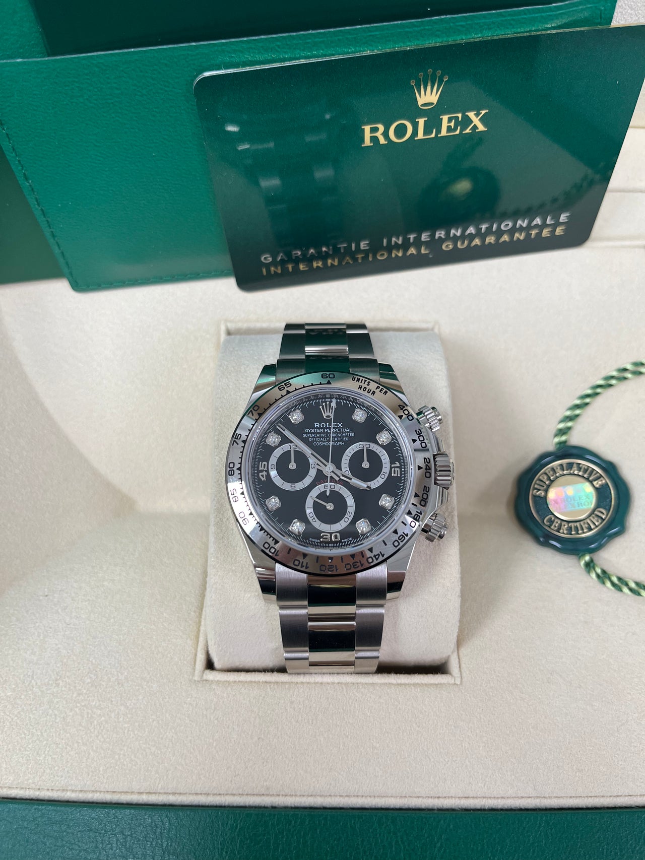 Rolex Daytona White Gold Black Diamond Dial Oyster Bracelet 40mm (Reference 116509)