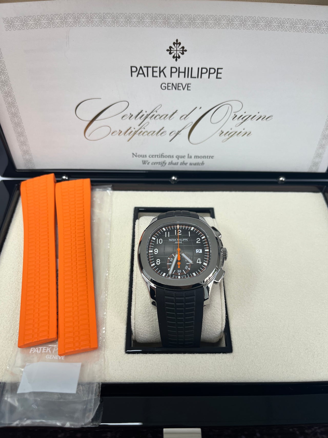 Patek Philippe Aquanaut Chronograph Stainless Steel Black Dial Ref WatchesOff5th