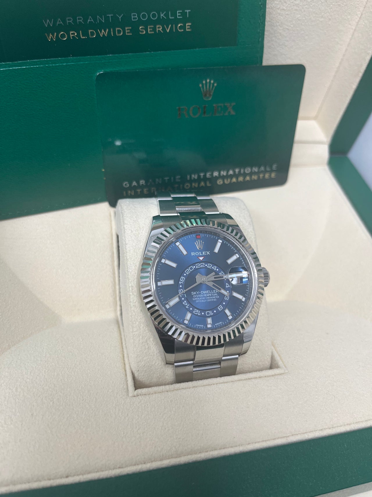 Rolex Sky-Dweller White Rolesor - Blue Index Dial - Oyster Bracelet (Ref# 326934)