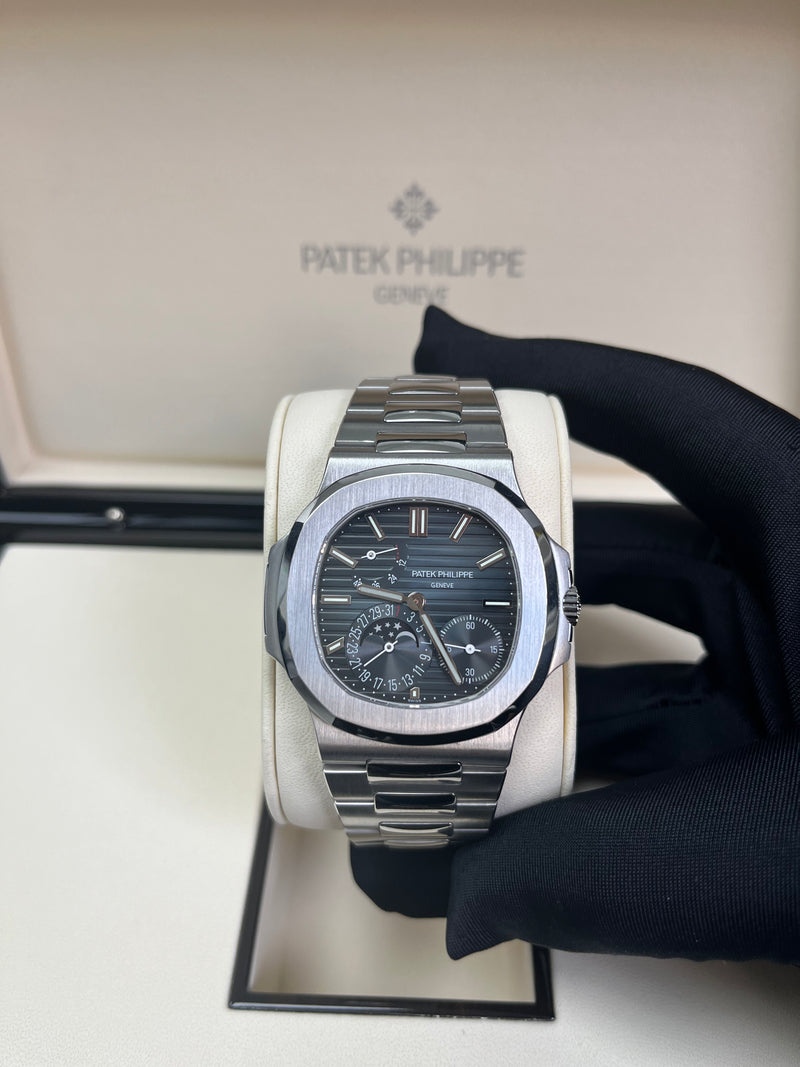 Patek Philippe Nautilus Moon Phase Stainless Steel/ Blue Date Dial (Ref#5712/1A-001)