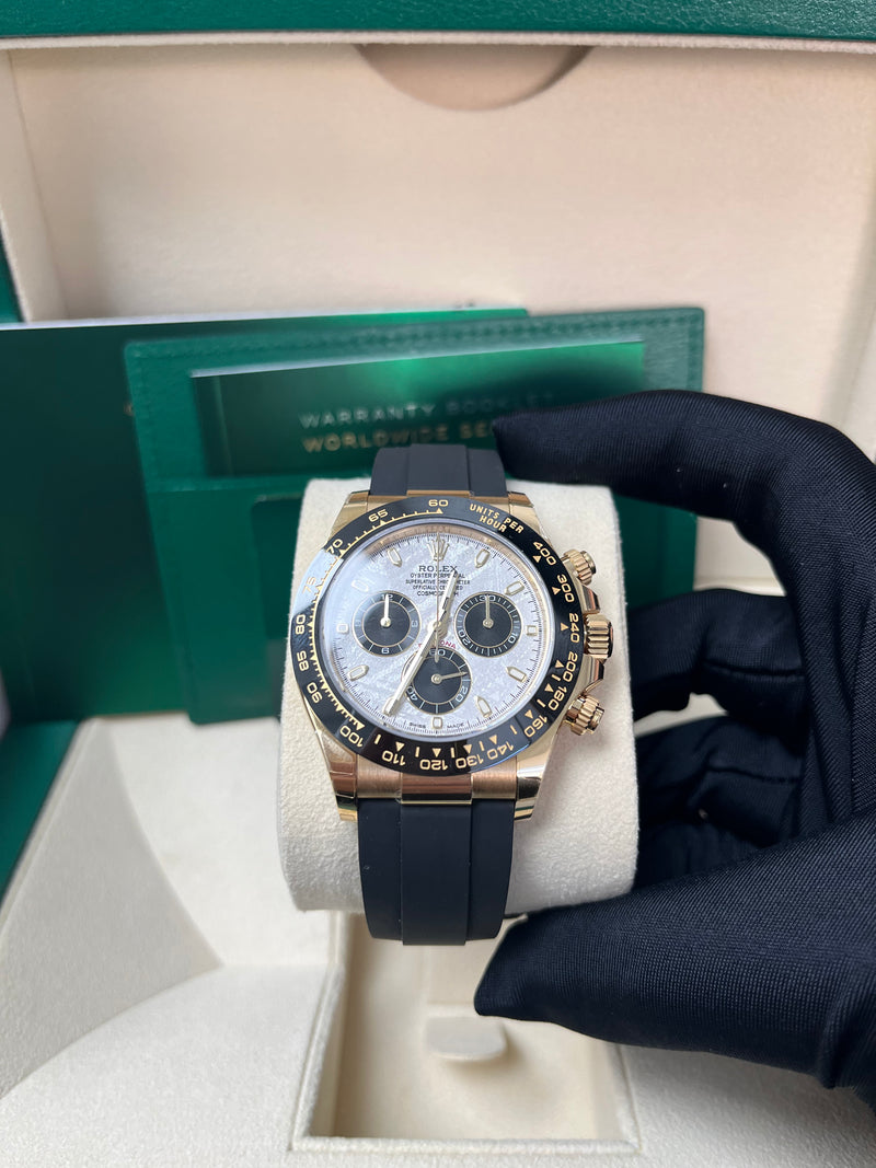 Rolex Daytona 40 Watch - Meteorite and Black Index Dial - Black Oysterflex Strap (Ref # 116518LN)
