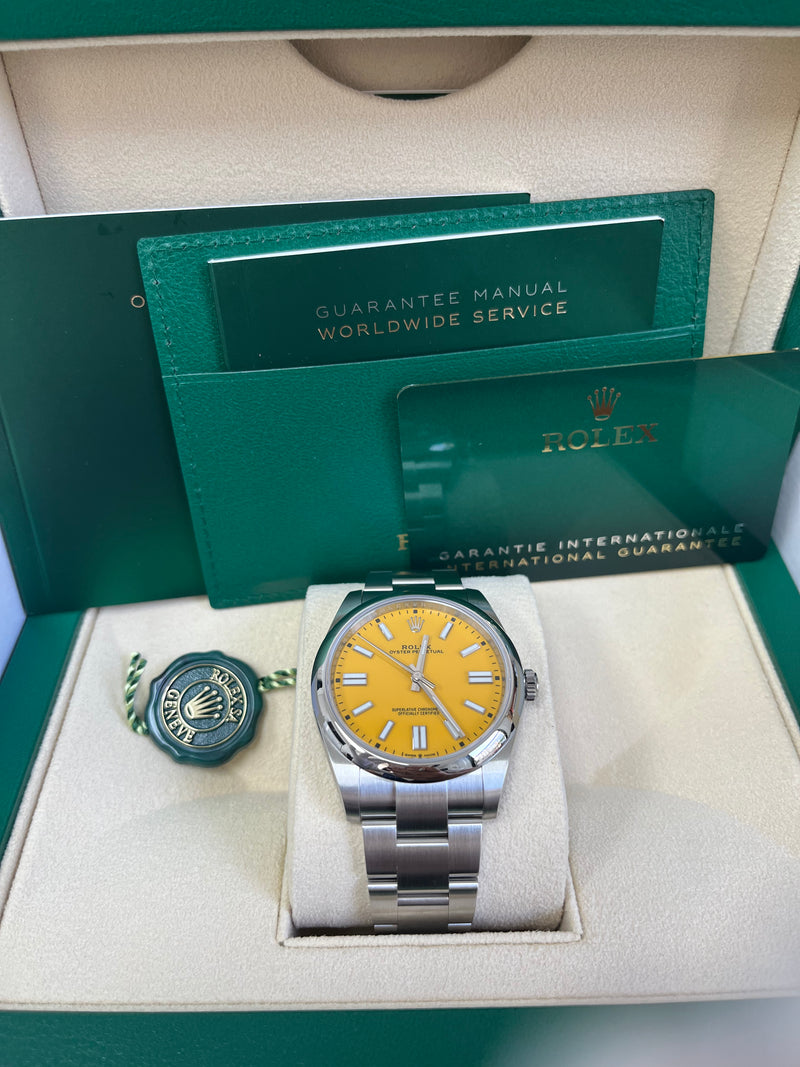 Rolex Oyster Perpetual 41 Stainless Steel/ Sunflower Yellow Dial/ Oyster Bracelet (Ref# 124300)