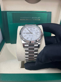 Thumbnail for Rolex Day-Date 40mm Meteorite Baguette Dial White Gold Fluted Bezel Reference # 228239