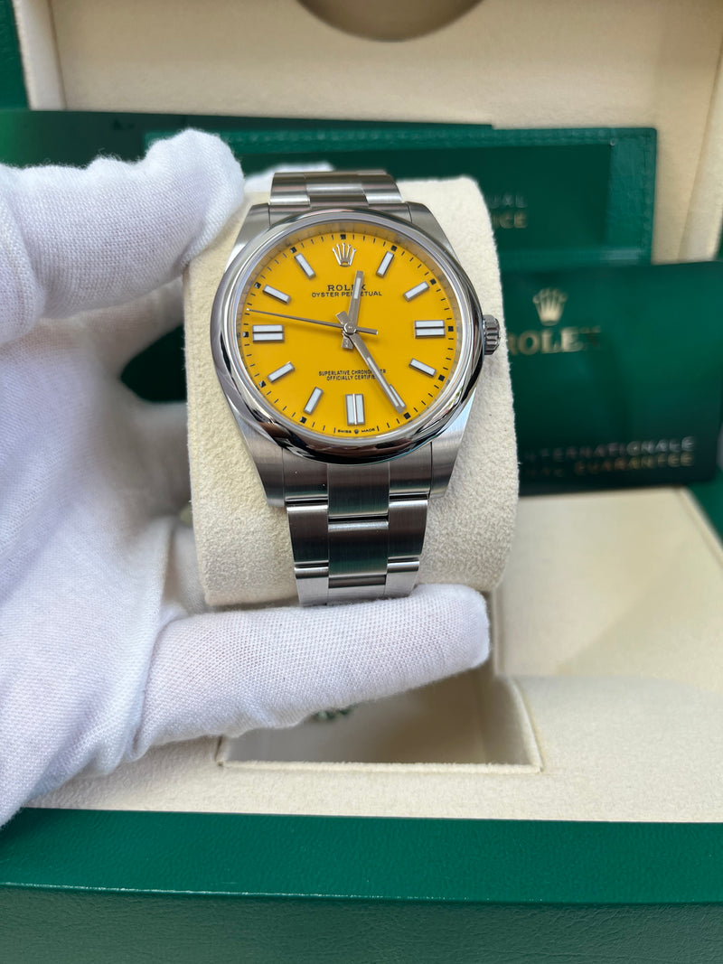 Rolex Oyster Perpetual 41 Stainless Steel/ Sunflower Yellow Dial/ Oyster Bracelet (Ref# 124300)