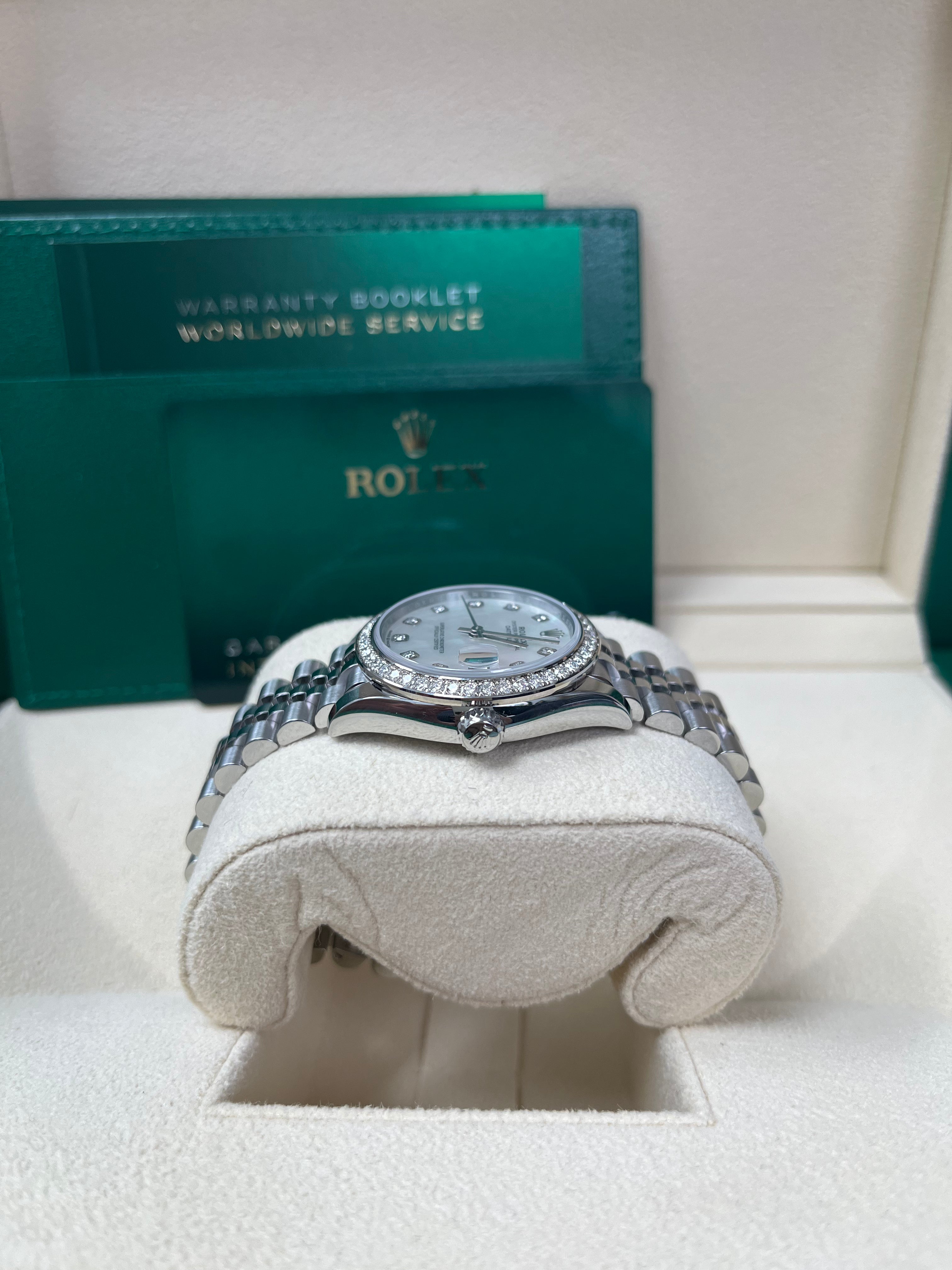 Rolex Datejust 31 Diamond Bezel - White Mother-Of-Pearl Diamond Dial - Jubilee 278384rbr