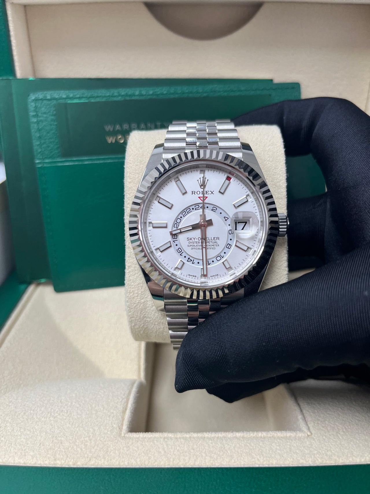 Rolex Sky-Dweller White Rolesor Sky-Dweller Watch - White Index Dial - Jubilee Bracelet 326934