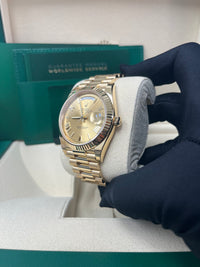 Thumbnail for Rolex Day-Date 40 Yellow Gold Champagne Roman Dial Fluted Bezel (Ref # 228238)