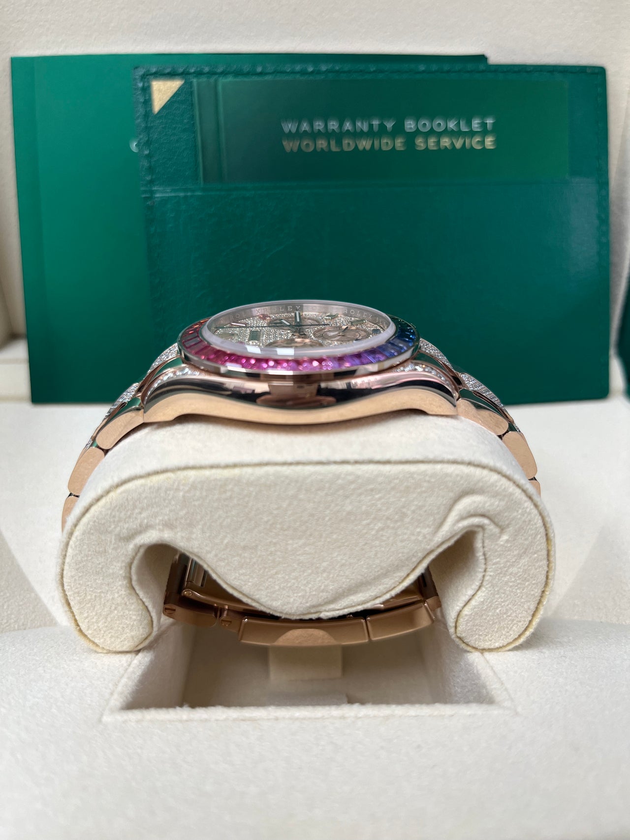 Rolex Cosmograph Everose Daytona Factory Diamond Rainbow Edition Ref# 116595RBOW)