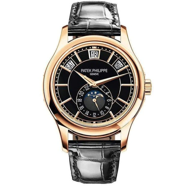 Patek Philippe Annual Calendar Complications 40mm 5205R Rose Gold Black Dial - WatchesOff5thWatch