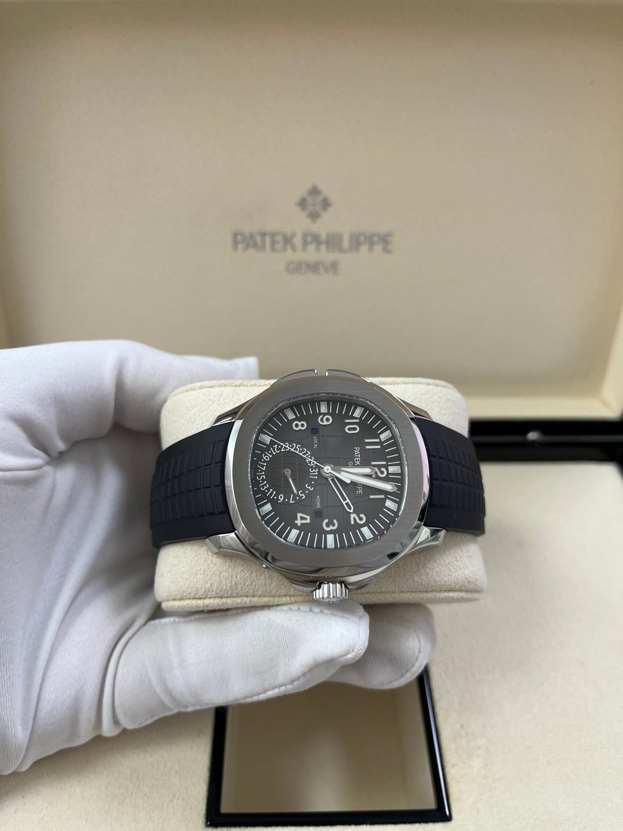 Patek Philippe Aquanaut Stainless Steel/ Dual Time (Ref#5164A-001) - WatchesOff5thWatch