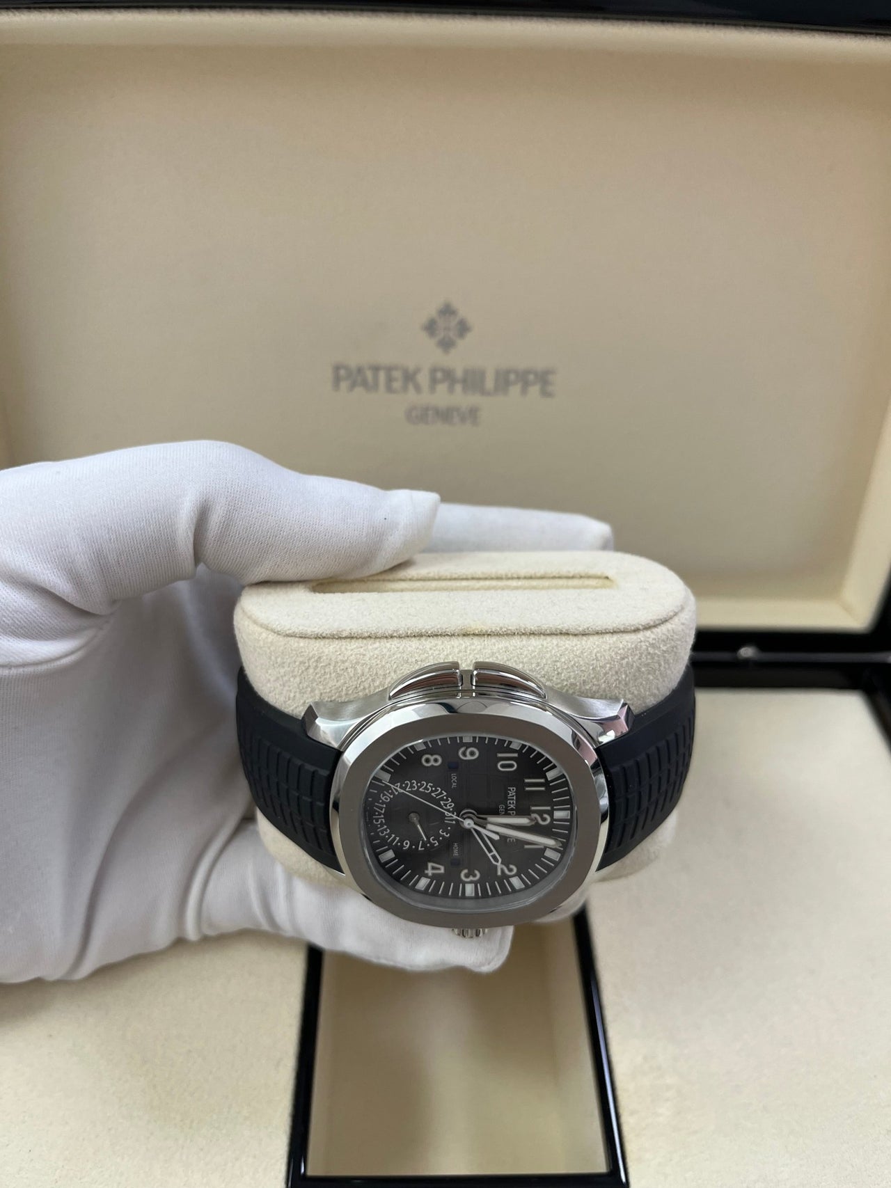 Patek Philippe Aquanaut Stainless Steel/ Dual Time (Ref#5164A-001) - WatchesOff5thWatch