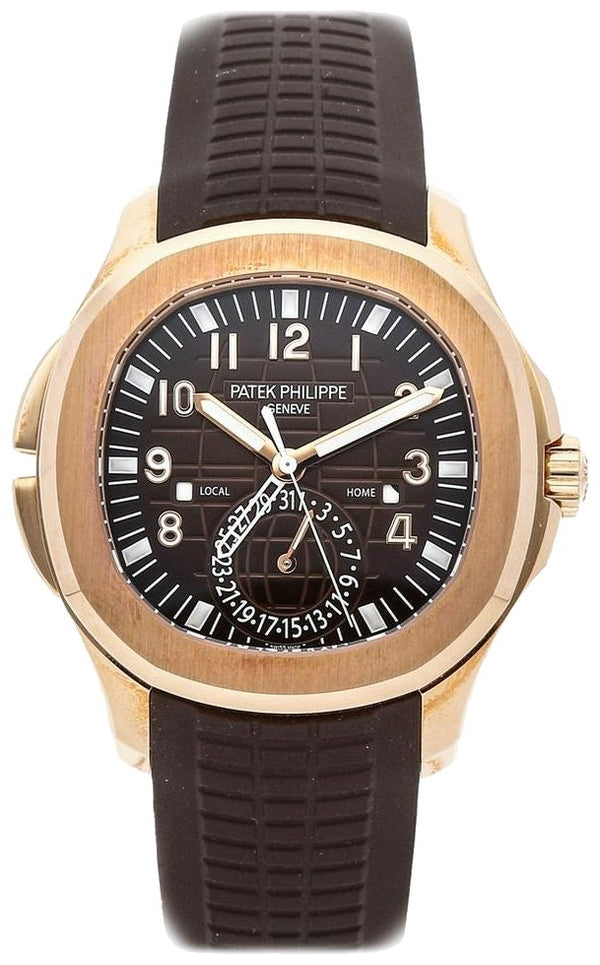 Patek Philippe Aquanaut Time Travel/ Rose Gold/ Chocolate Dial (Ref#5164R/001) - WatchesOff5thWatch