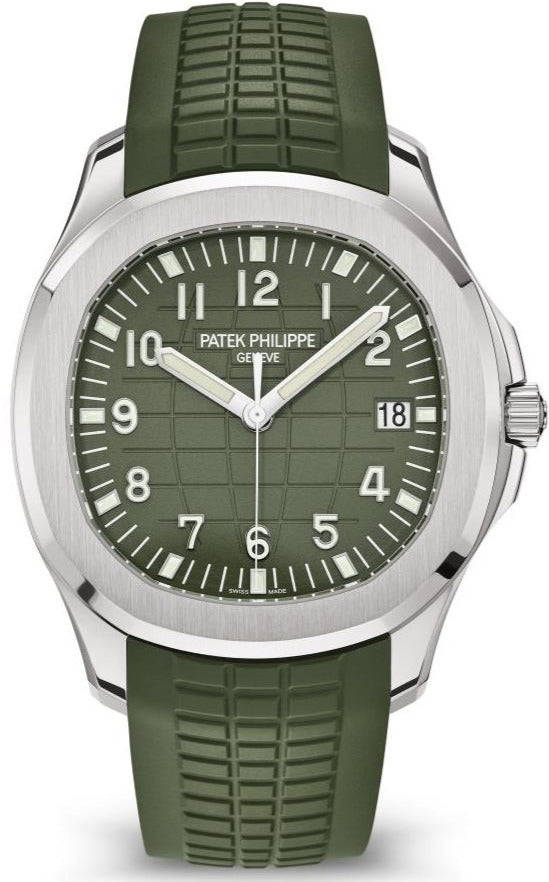 Patek Philippe Aquanaut - White Gold - Khaki Green Embossed Dial (Ref# 5168G-010) - WatchesOff5thWatch