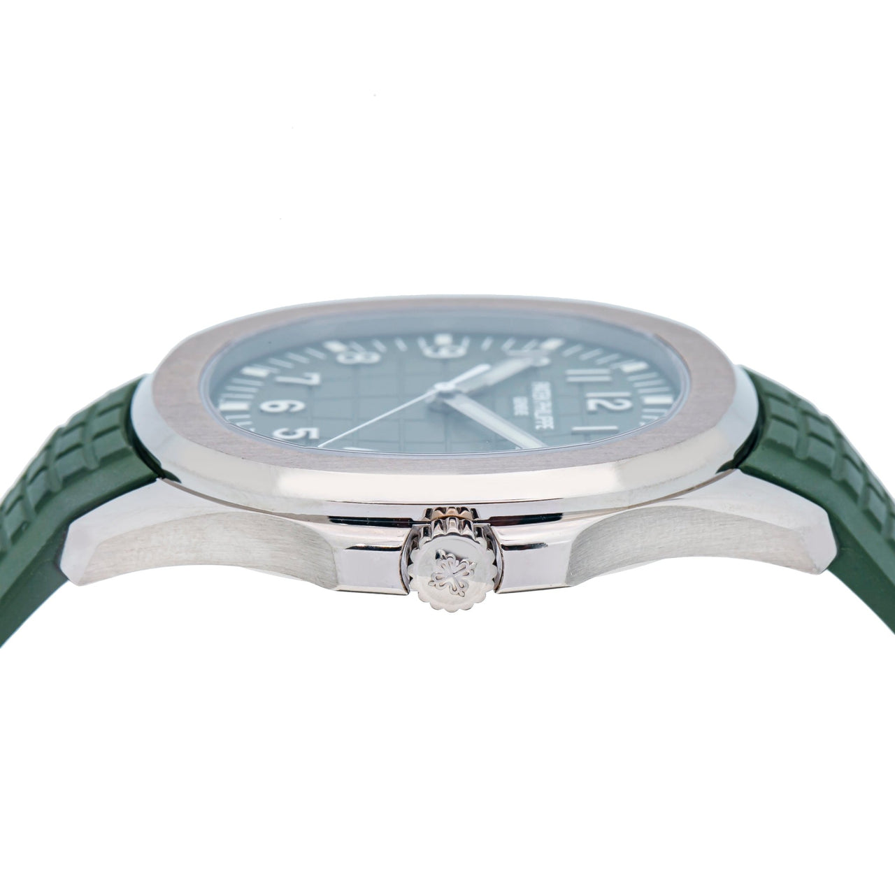 Patek Philippe Aquanaut - White Gold - Khaki Green Embossed Dial (Ref# 5168G-010) - WatchesOff5thWatch