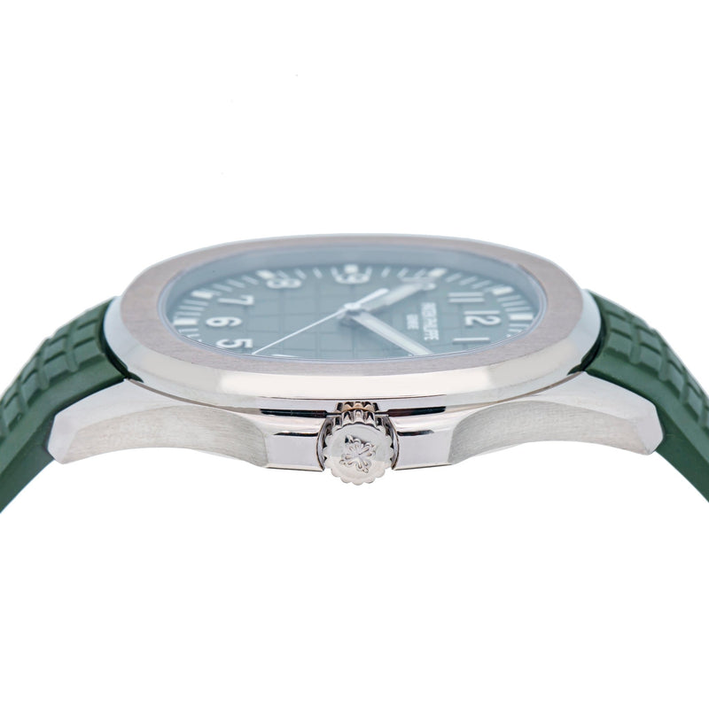 Patek Philippe Aquanaut - White Gold - Khaki Green Embossed Dial (Ref# 5168G-010) - WatchesOff5thWatch