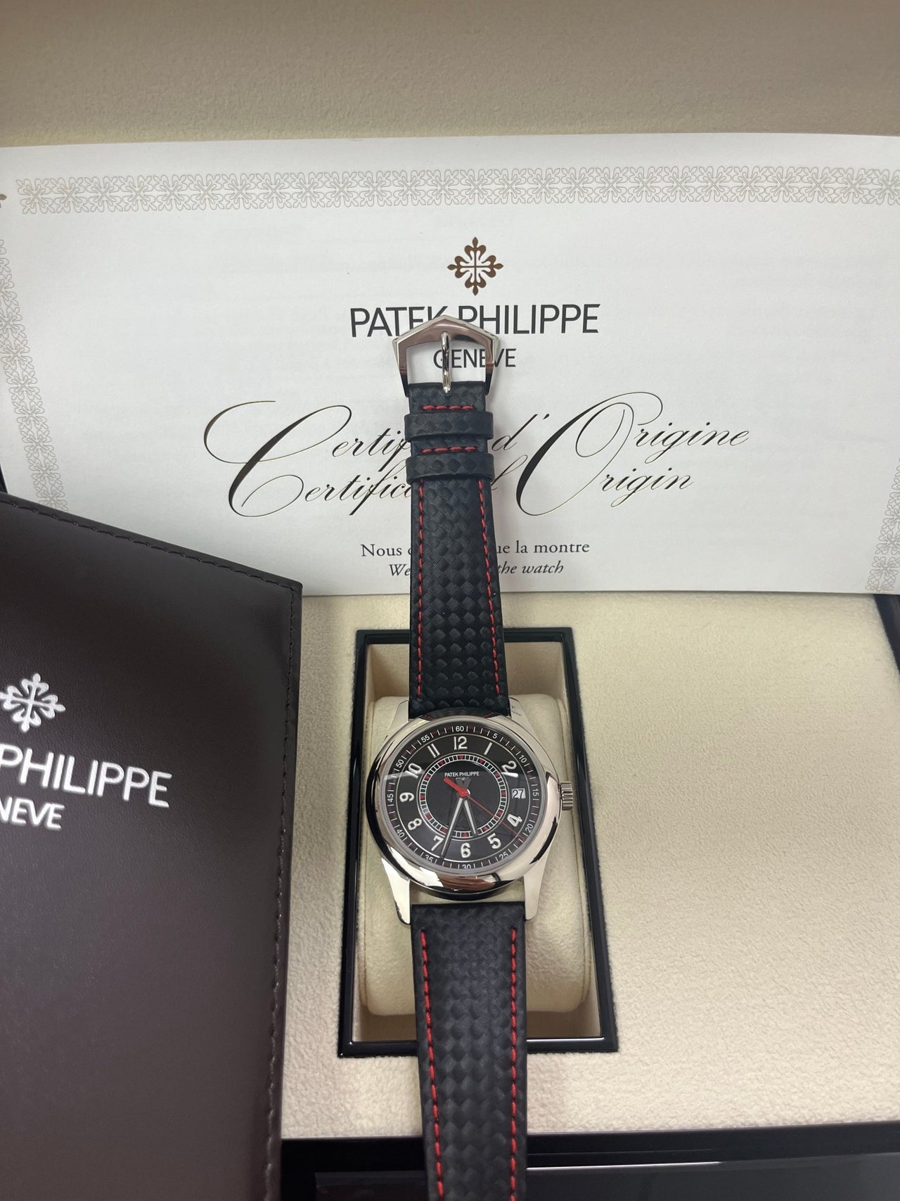 Patek Philippe Calatrava Black Date Sweep Seconds (Ref# 6007G-010) - WatchesOff5th