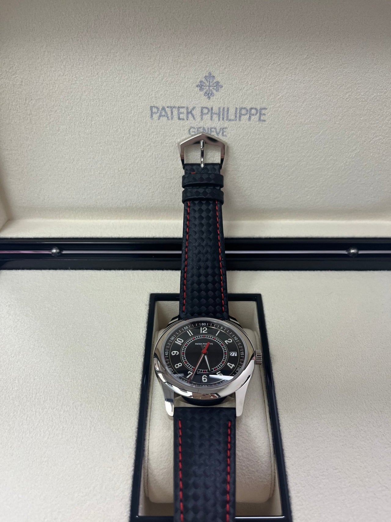 Patek Philippe Calatrava Black Date Sweep Seconds (Ref# 6007G-010) - WatchesOff5th