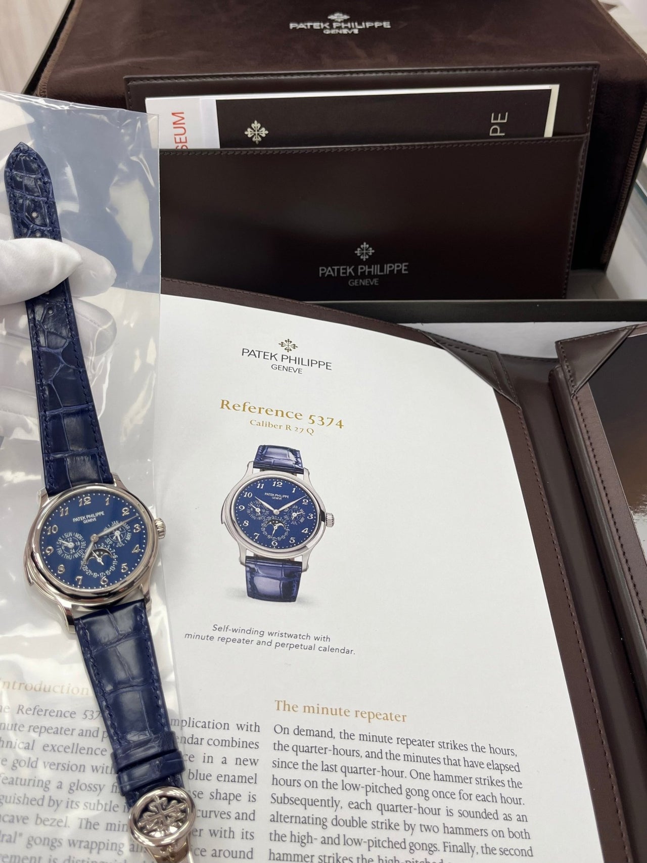 Patek Philippe Minute Repeater Perpetual Calendar Grande Complication White Gold Blue Dial 5374G-001 - WatchesOff5thWatch