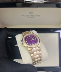 Thumbnail for Patek Philippe Nautilus 32mm Diamond Bezel Rose Gold Purple Wave Dial 7010/1R-013 - WatchesOff5th