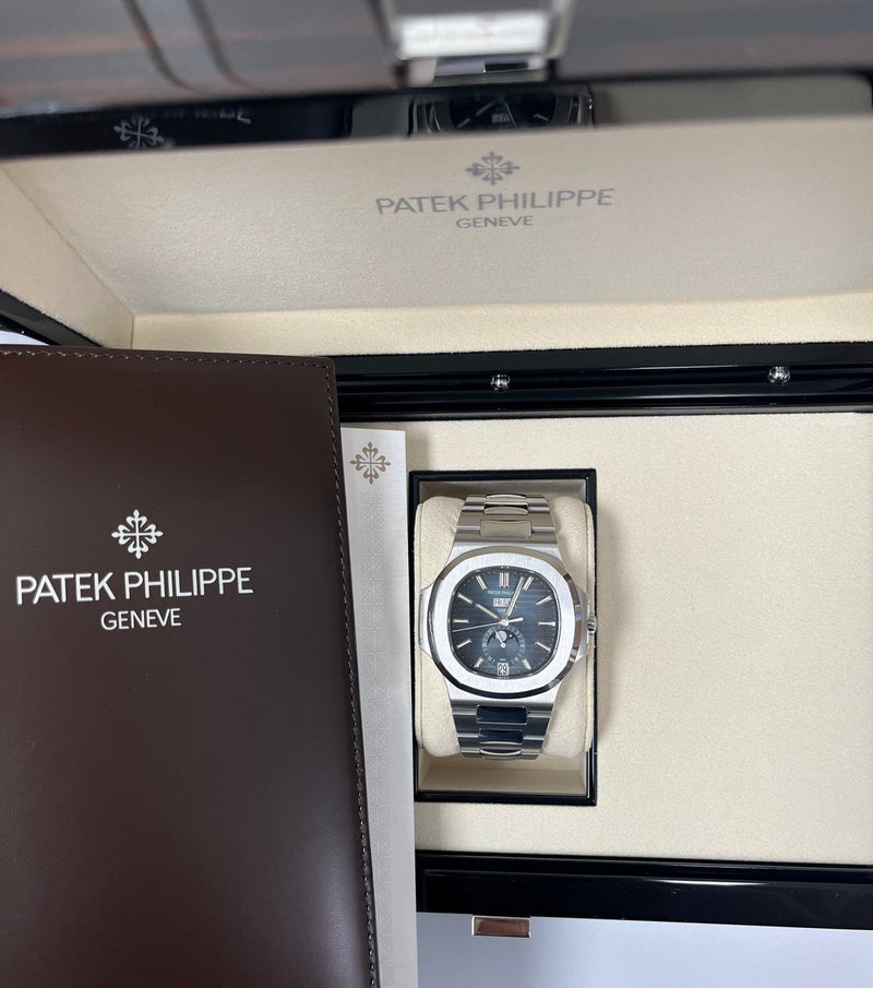 Patek Philippe Nautilus Annual Calendar Stainless Steel with Blue Dial/ Moon Phase (Ref#5726/1A-014) - WatchesOff5thWatch