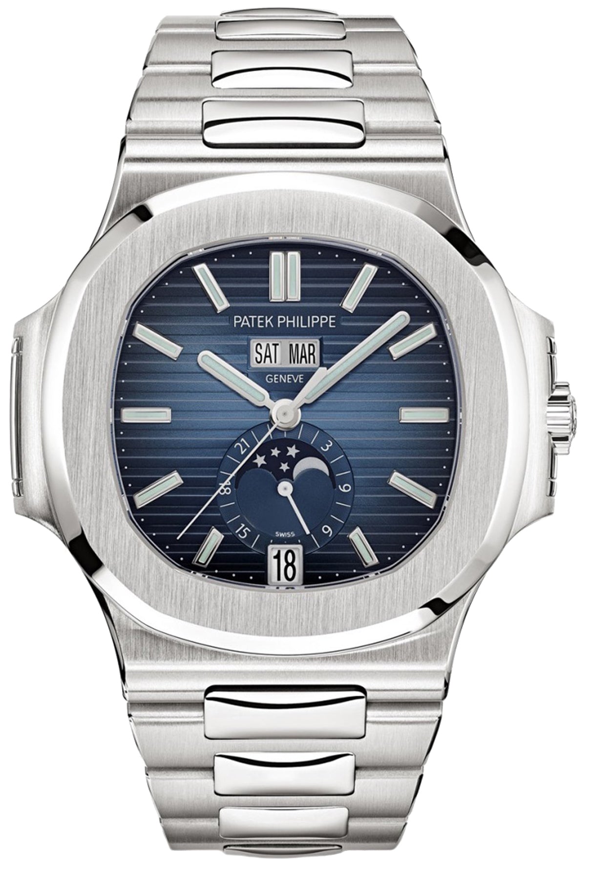 Patek Philippe Nautilus Annual Calendar Stainless Steel with Blue Dial WatchesOff5th