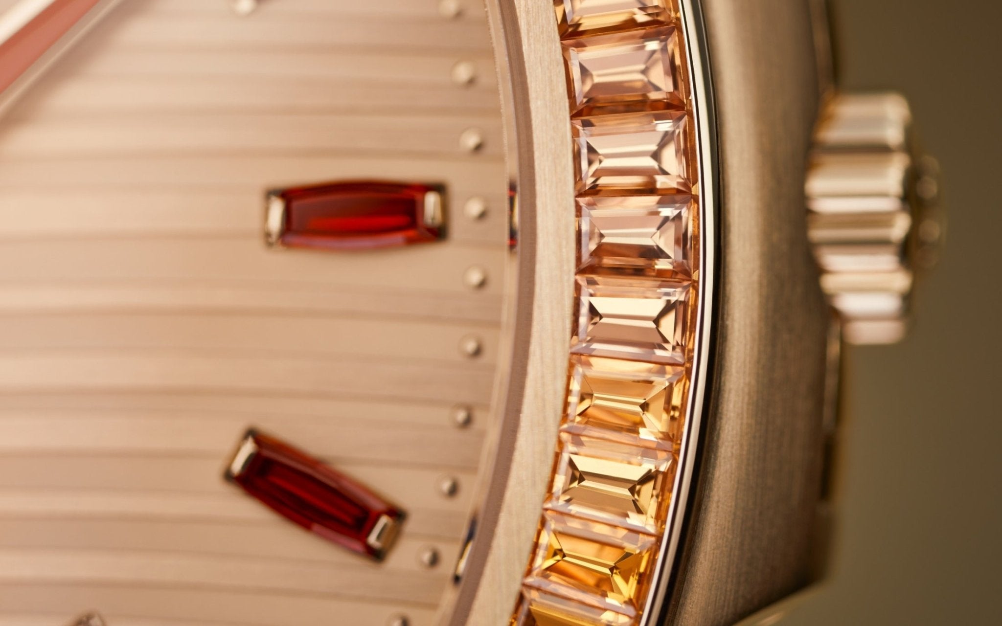 Patek Philippe Nautilus Automatic Rose Gold Baguette Cognac Bezel 7118/1300R-001 - WatchesOff5thWatch