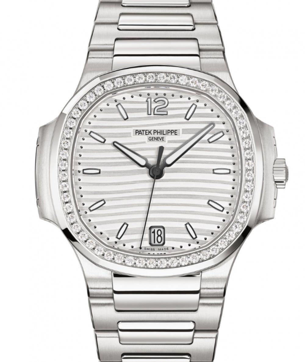 Patek Philippe Nautilus Diamond Bezel Silver Index Dial Reference #7118/1200A-010 - WatchesOff5thWatch