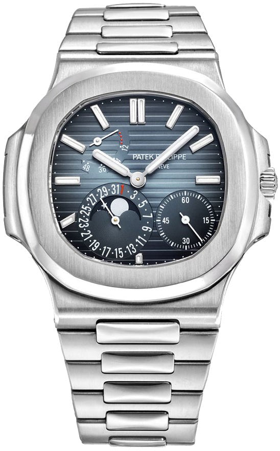 Patek Philippe Nautilus Moon Phase Stainless Steel/ Blue Date Dial (Ref#5712/1A-001) - WatchesOff5thWatch