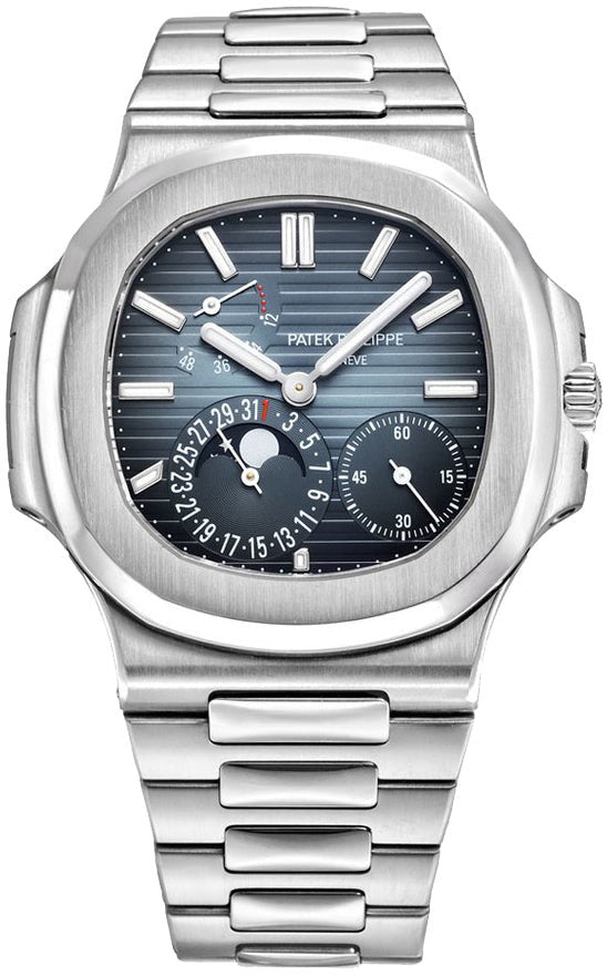 Patek Philippe Nautilus Moon Phase Stainless Steel/ Blue Date Dial (Ref#5712/1A-001) Sealed - WatchesOff5thWatch