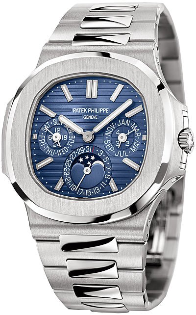 Patek Philippe Nautilus Perpetual Calendar Sunburst White Gold/ Blue Dial (Ref#5740/1G-001) - WatchesOff5thWatch