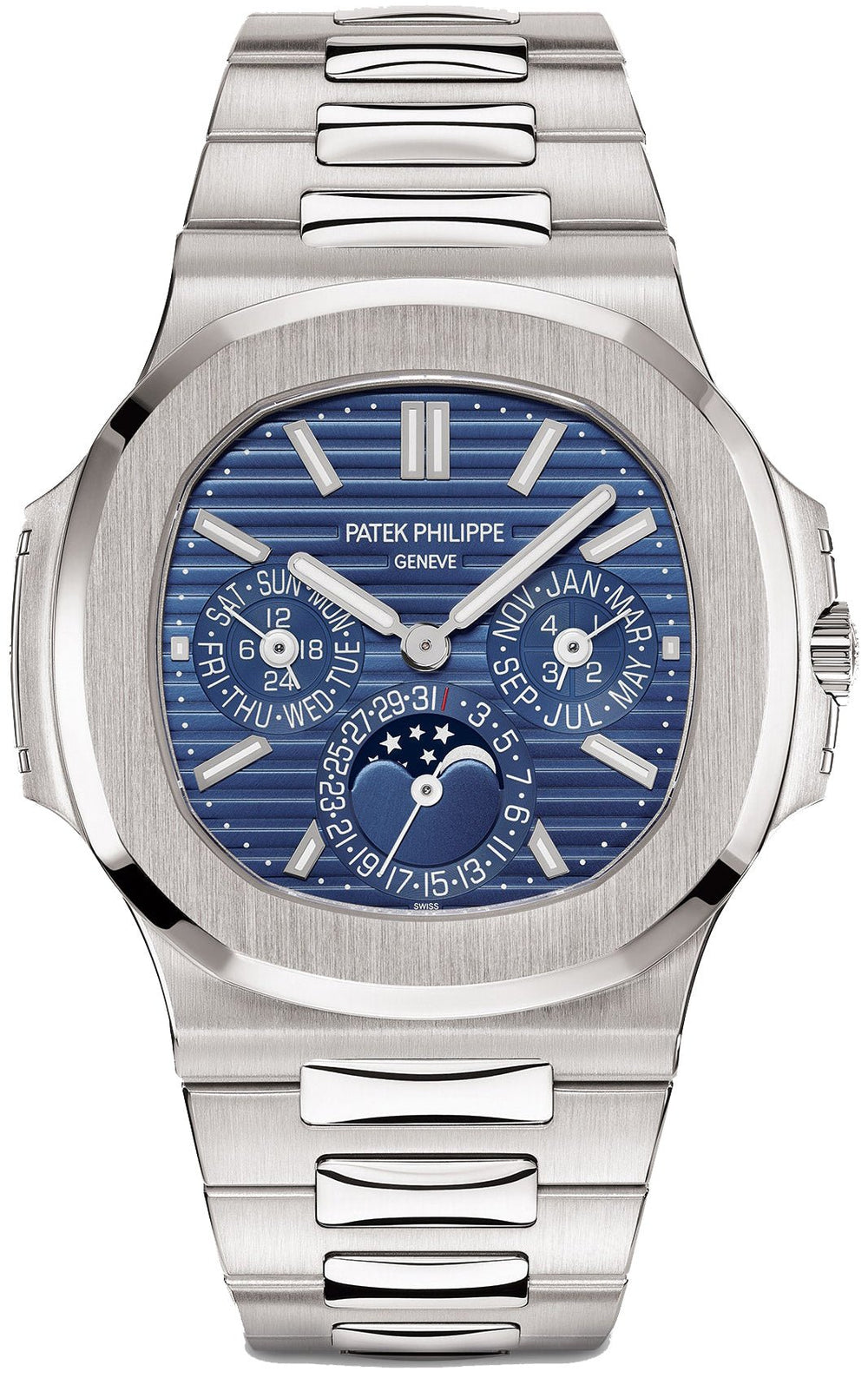 Patek Nautilus 5740 in 18kt White Gold with perpetual calendar.