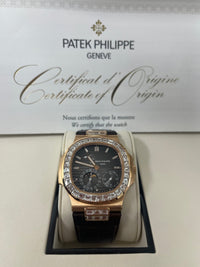 Thumbnail for Patek Philippe Nautilus Rose Gold Diamond Bezel & Moon Phase Brown Dial 5724R 001 - WatchesOff5th