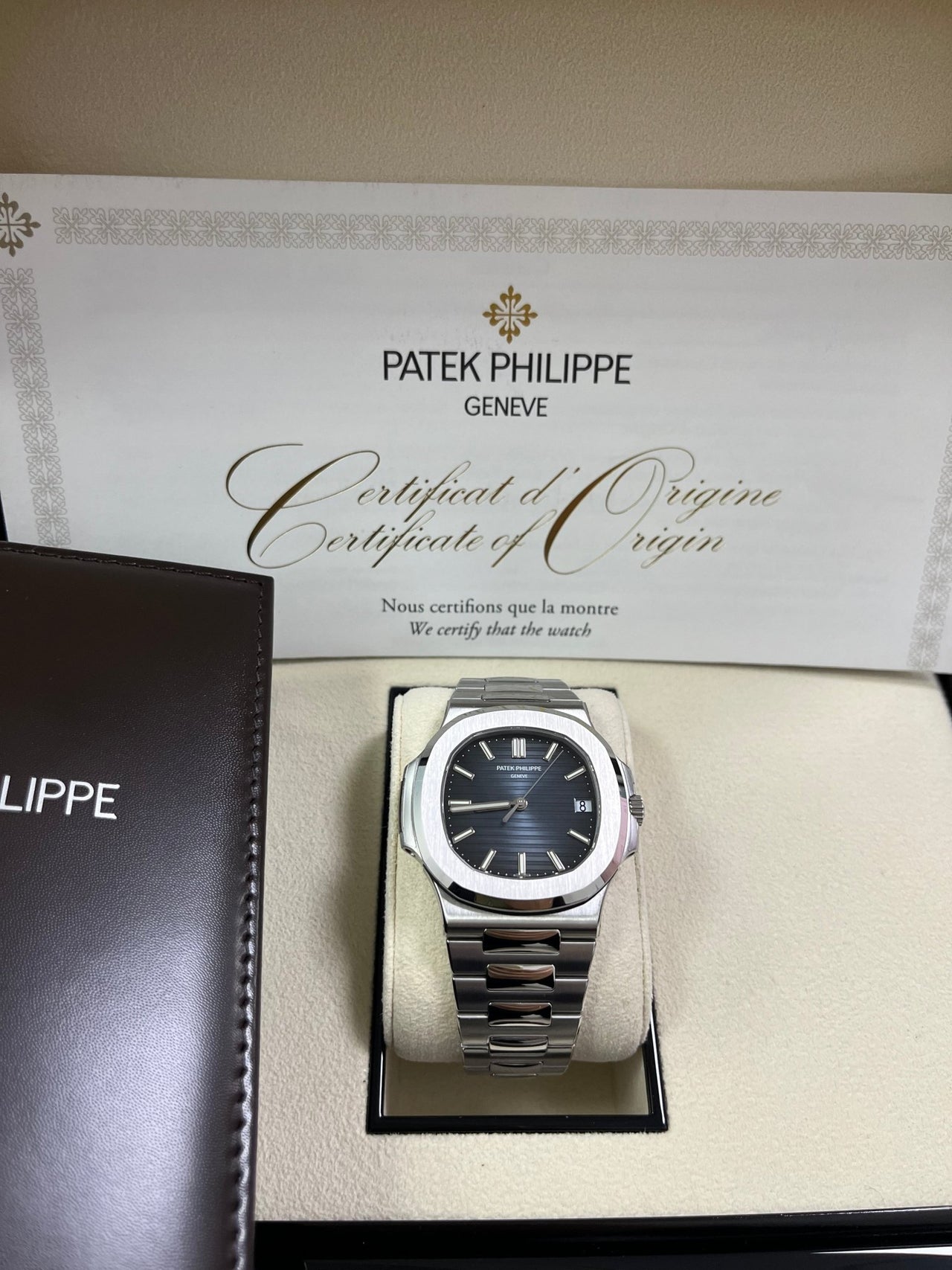 Patek Philippe Nautilus Stainless Steel Black Blue Dial Ref 5711 1A WatchesOff5th