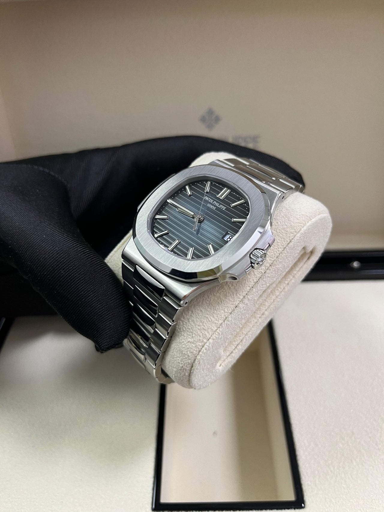 Patek Philippe Nautilus Stainless Steel Black Blue Dial Ref 5711 1A 010