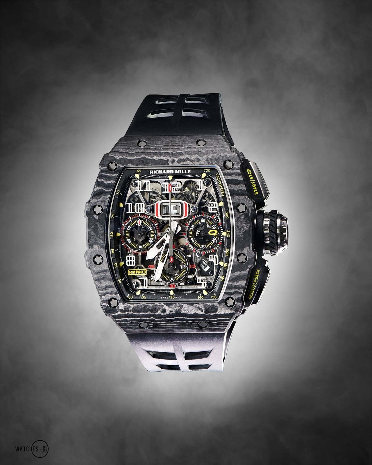 Richard Mille Black Carbon TPT Flyback Chronograph Watch Ref RM11 0 WatchesOff5th