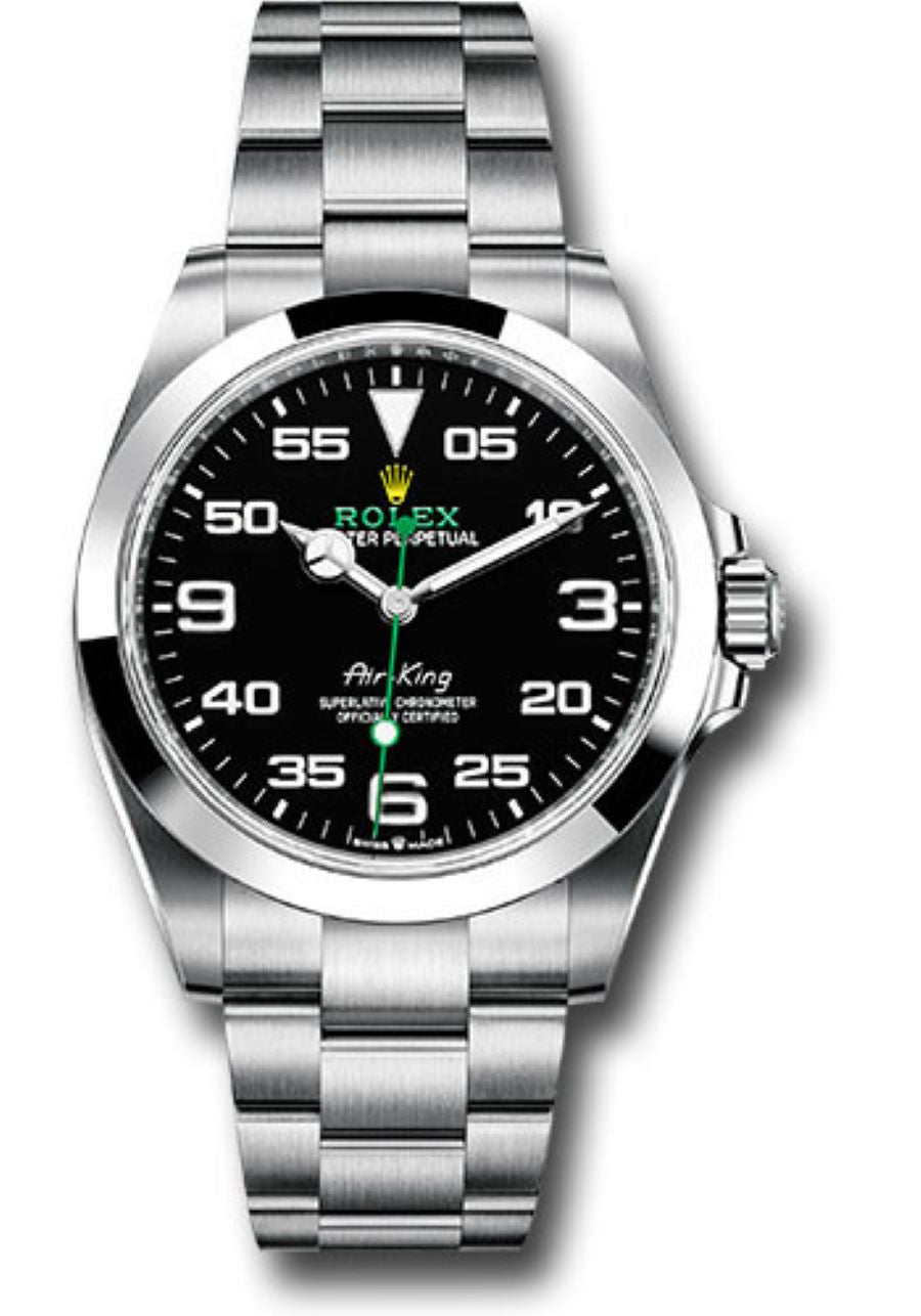 Rolex Air King Smooth Bezel Black Dial Oyster Bracelet 126900 - WatchesOff5th