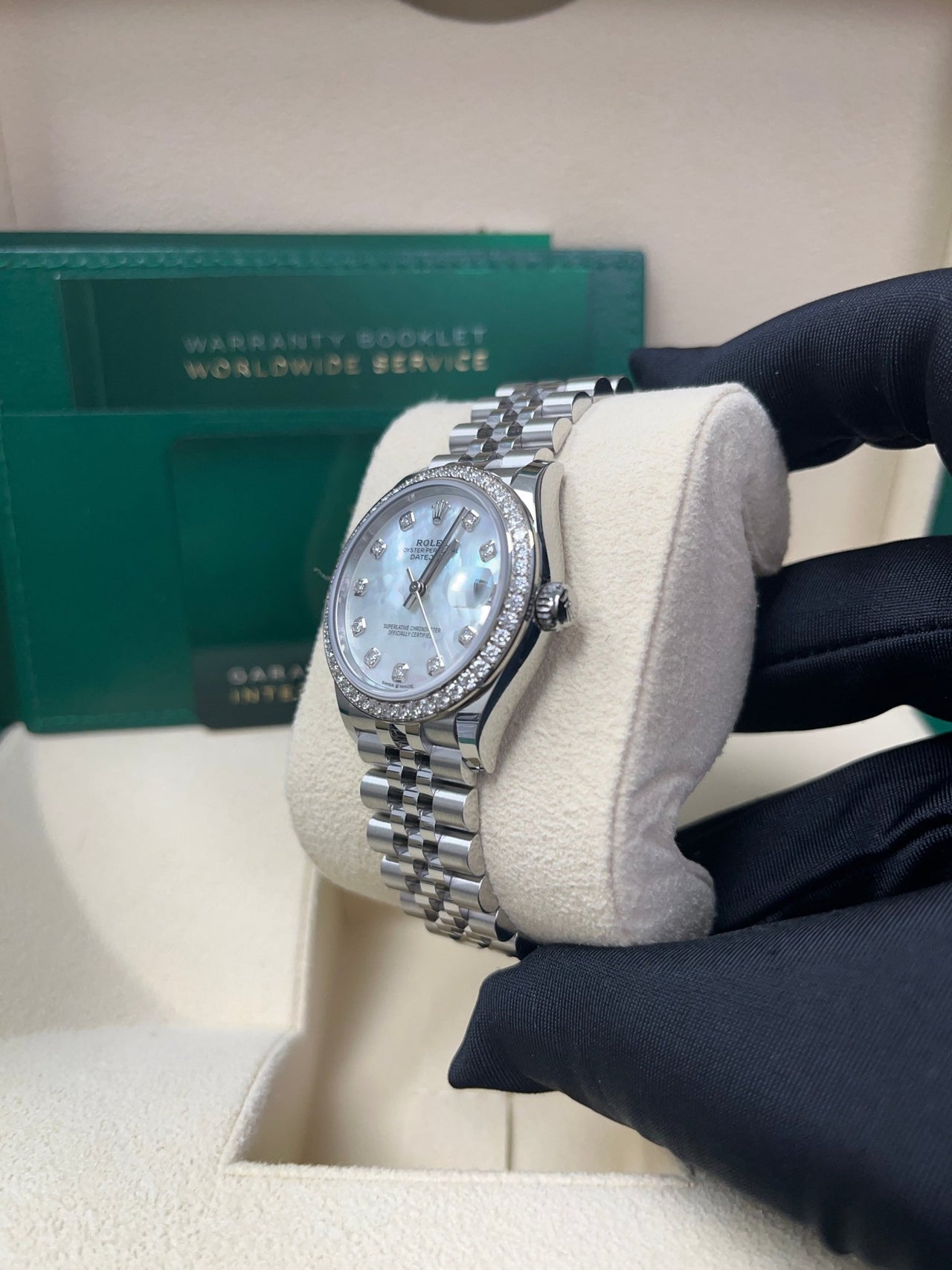 Rolex Datejust 31 Diamond Bezel - White Mother-Of-Pearl Diamond Dial - Jubilee 278384rbr - WatchesOff5thWatch