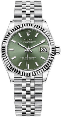 Thumbnail for Rolex Datejust 31 Steel and White Gold Datejust 31 Fluted Bezel Mint Green Index Dial Jubilee Bracelet 278274 - WatchesOff5thWatch