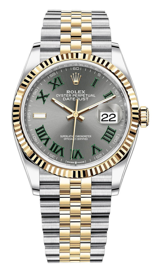 Rolex Datejust 36 36mm Wimbledon Dial Jubilee Bracelet Yellow Gold and Steel 126233 - WatchesOff5thWatch