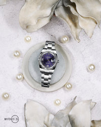 Thumbnail for Rolex Datejust 36 Fluted Bezel Aubergine Purple Diamond Roman VI and IX Dial Oyster Bracelet (Ref# 126234) - WatchesOff5th