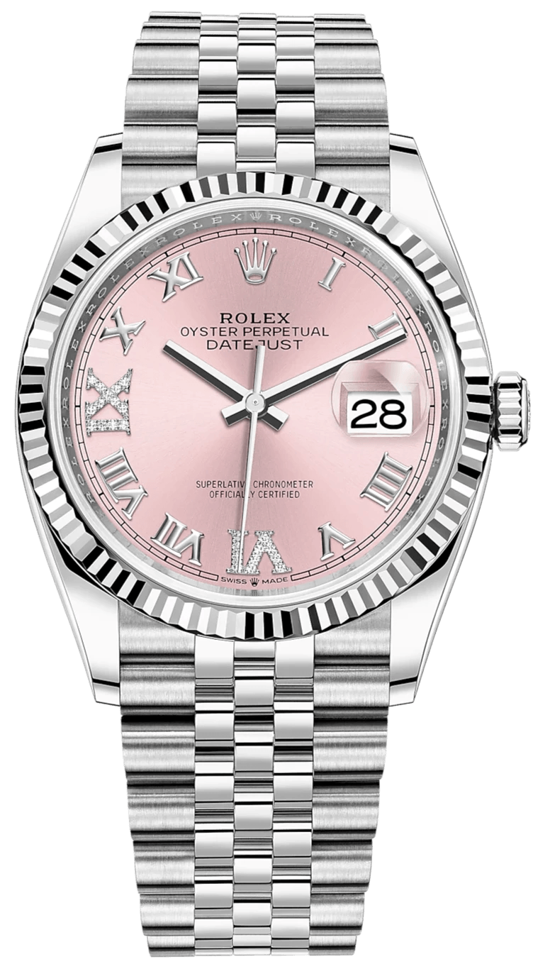 Rolex Datejust 36 Jubilee Pink Roman Dial Ladies Reference 126234 WatchesOff5th