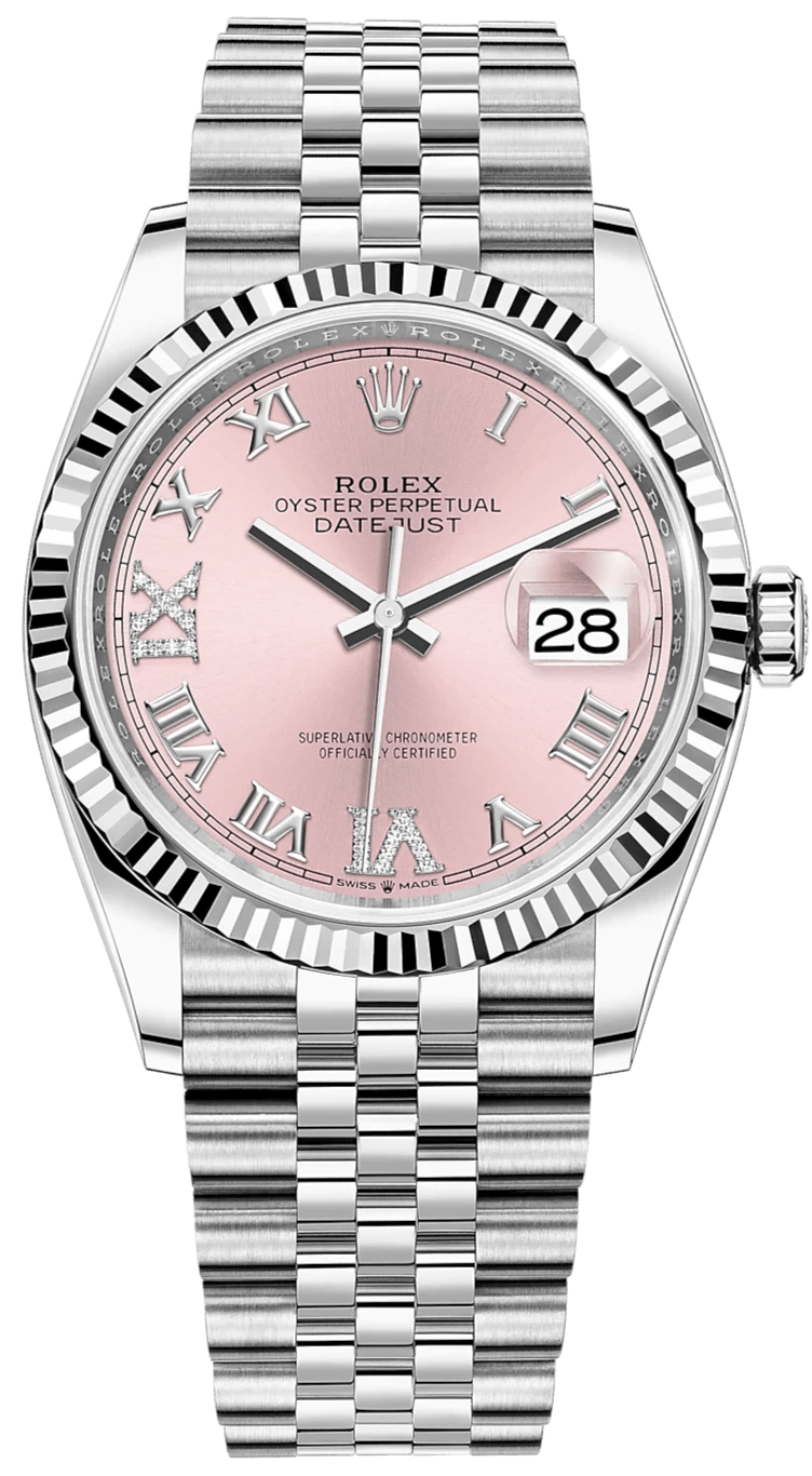 Rolex Datejust 36 Jubilee Pink Roman Dial Ladies (Reference 126234) - WatchesOff5thWatch
